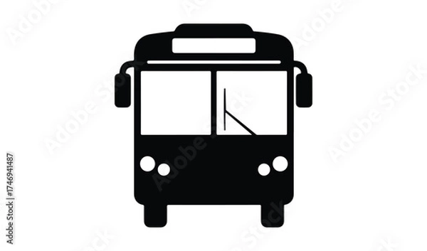 Fototapeta Front view of a black bus icon on a white background