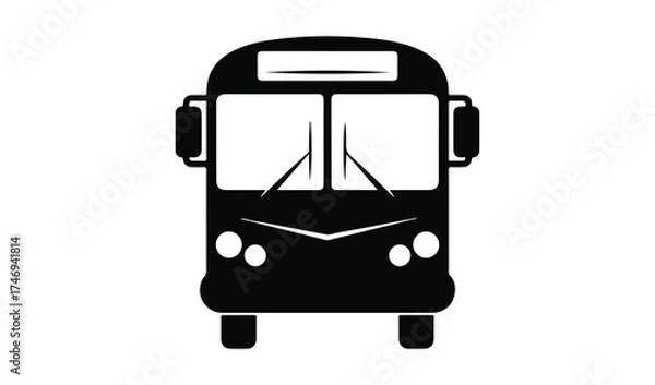 Fototapeta Front view of a black bus icon on a white background