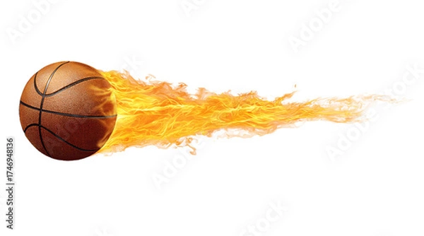 Fototapeta Basketball on fire in motion isolated on a transparent background