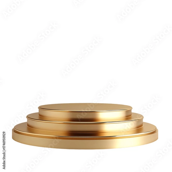 Fototapeta Shiny Golden Podium Display on White Background for Awards Ceremony Presentation