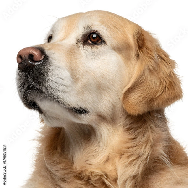 Fototapeta Majestic Golden Retriever Dog Isolated on Transparent Background for Design Projects