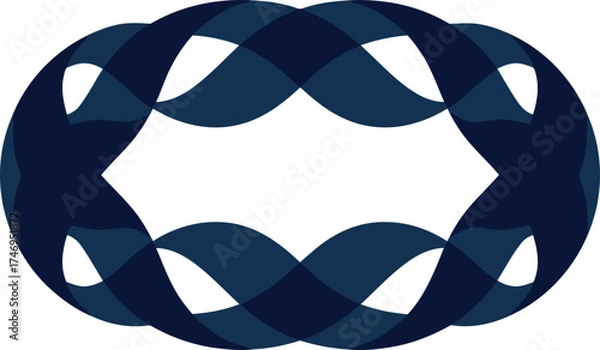 Fototapeta Abstract Dark Blue Interlocking Ribbons Logo