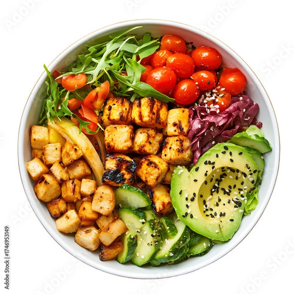 Fototapeta Nutritious Vegan Buddha Bowl Featuring Grilled Vegetables for Healthy Eating Inspiration