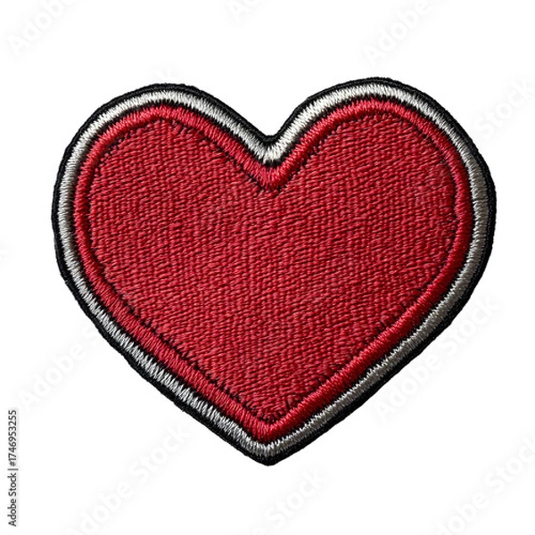 Fototapeta Heart Embroidered Patch Badge Isolated on White Background for Sewing and Fashion Design