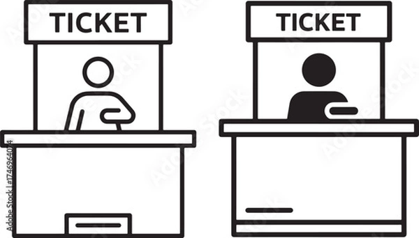 Fototapeta Ticket Booth Icon Vector Counter Service Booking Station Design