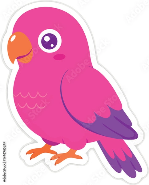Obraz Cute Pink Parrot Cartoon Character