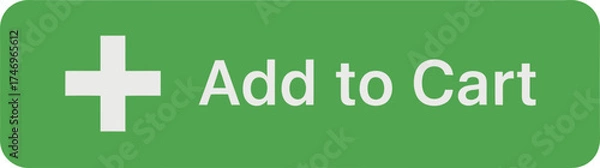 Obraz Green "Add to Cart" Button with Plus Icon