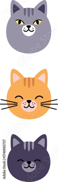 Fototapeta Cute Cat Faces Collection