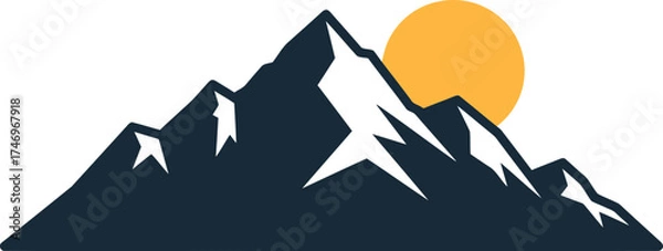 Obraz Minimalist Mountain Silhouette with Sun