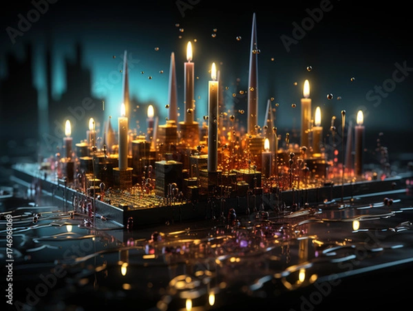 Obraz Visual representation of stock market trading through candlestick graphs and data