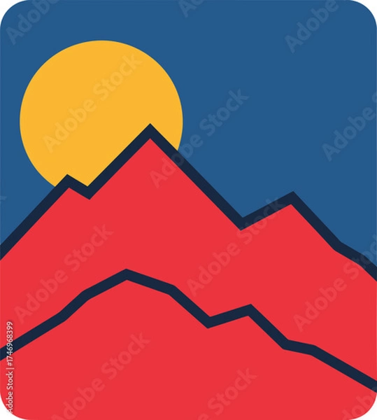 Obraz Abstract Mountain Sun Icon