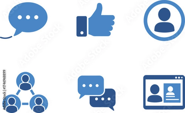 Obraz Social Media Icons: Chat, Like, Profile, Network, Conversation