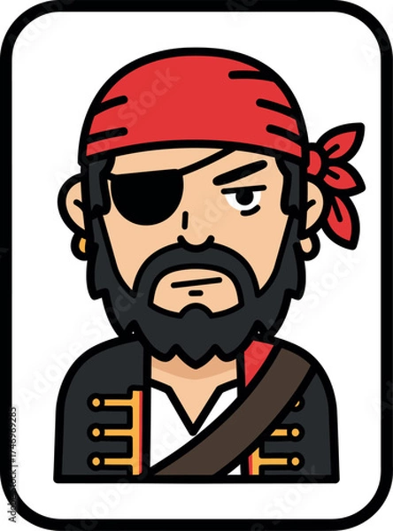 Fototapeta Cartoon Pirate Character with Eye Patch