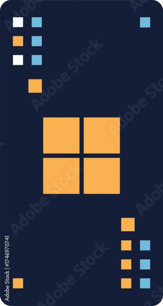 Fototapeta Minimalist Tech Icon: Abstract Digital Chip