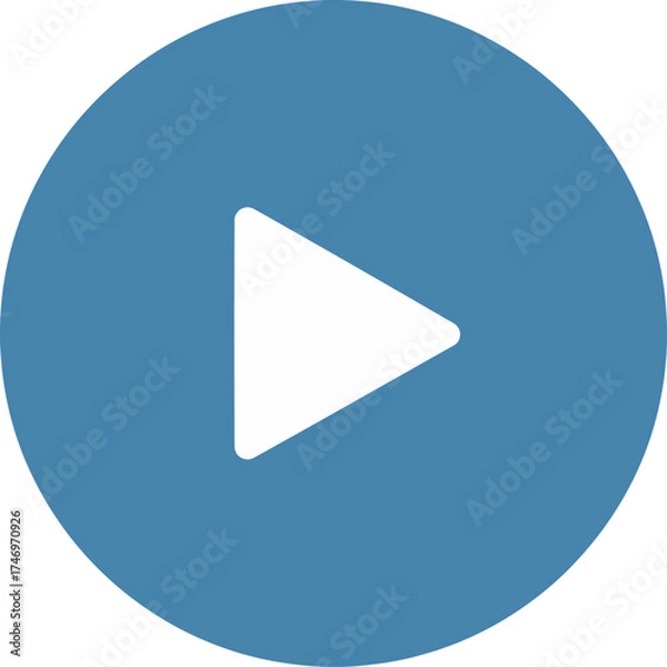 Fototapeta Simple Blue Circle Play Button Icon