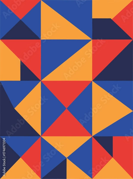 Fototapeta Geometric Abstract Pattern with Primary Colors