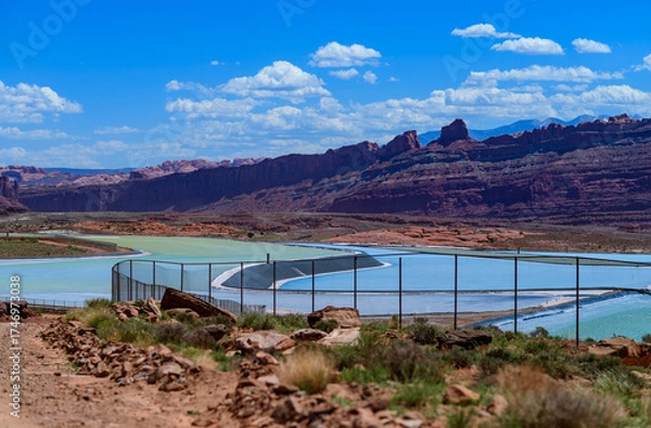 Obraz Evaporation of salt from water for industrial purposes. Canyonlands NP is in Utah near Moab
