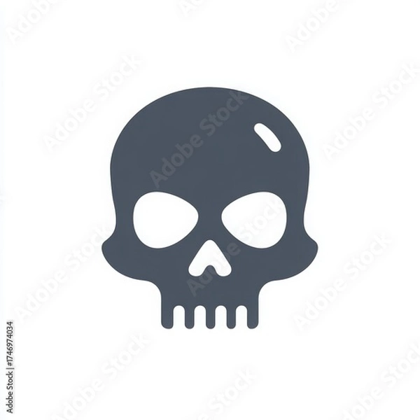 Fototapeta Skull Icon: A stark and simple depiction of a human skull, symbolizing mortality and danger.