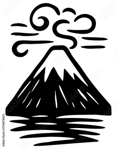 Obraz ilustracion en tinta del volcan misti
