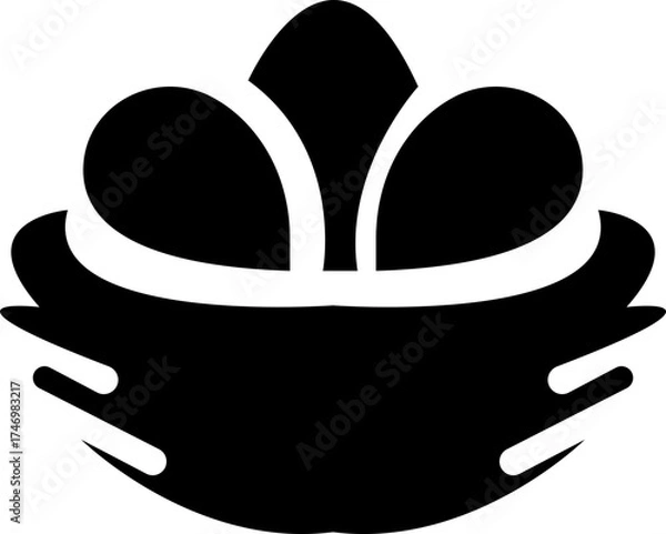 Fototapeta vectors of stylized bird nests with eggs and birds icon, for logos and design elements, Eggs, Nature, Wildlife, Tree Branch, Shelter, Parenting, Animal Habitat, Environment, and Natural Care