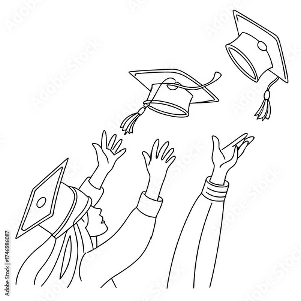 Fototapeta Vector art of graduation ceremony