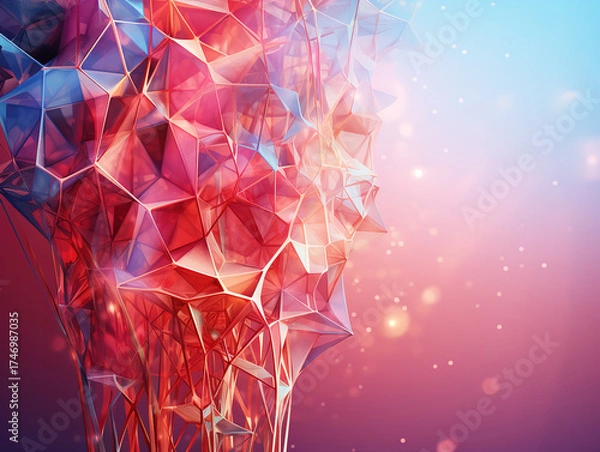 Obraz Red laser treatment in dental care depicted through wireframe design