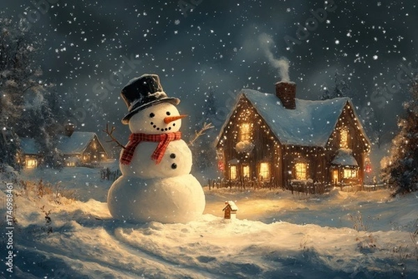 Obraz Snowman surrounded by HD wallpapers.