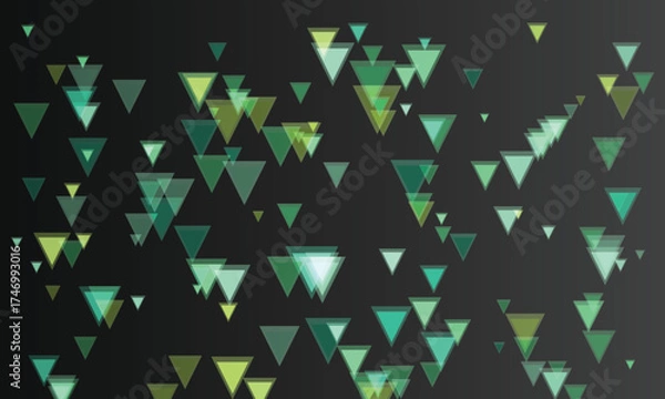 Obraz Geometric Background with Green Triangles on Black Backdrop Design Element