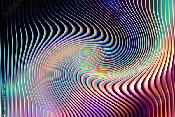 Fototapeta Abstract psychedelic swirl pattern with vibrant iridescent colors and a hypnotic, mesmerizing visual effect