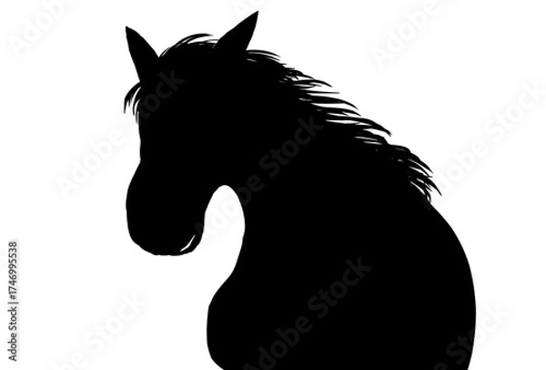 Fototapeta 黒い馬のシルエット・年賀状素材
