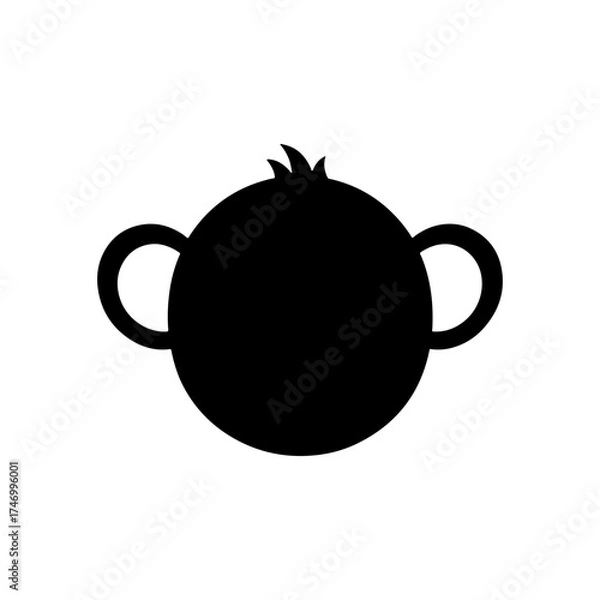 Fototapeta Monkey face silhouette icon vector flat design.