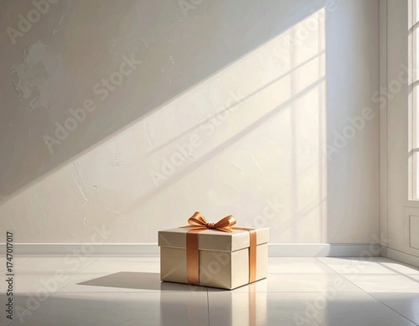 Obraz プレゼント箱が佇むモダンな室内。