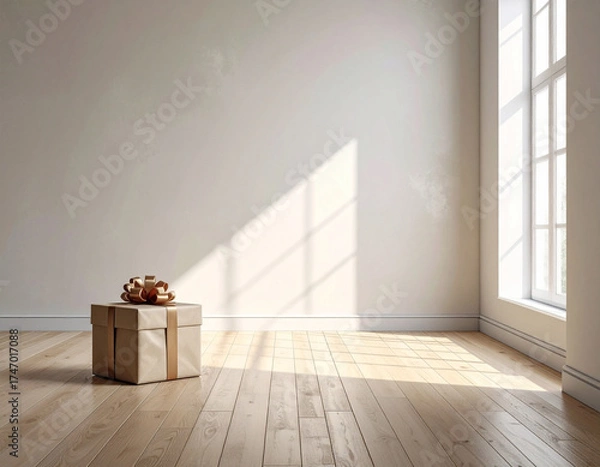 Obraz プレゼント箱が佇むモダンな室内。