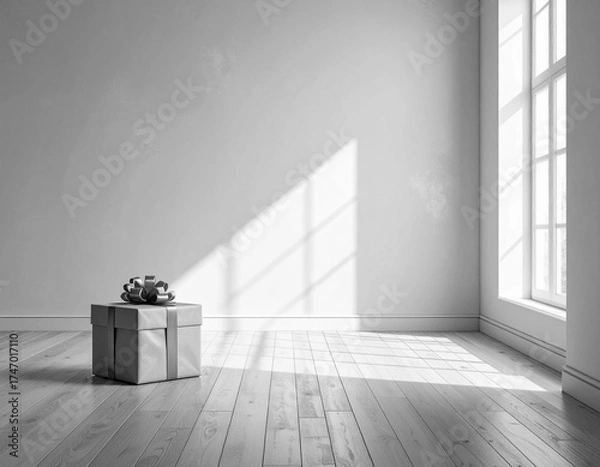 Obraz プレゼント箱が佇むモダンな室内。