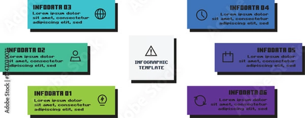 Fototapeta Creative concept for infographic with 6 steps, options, parts or processes.