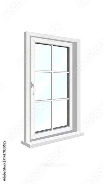 Fototapeta White window with multiple panes, 3D render