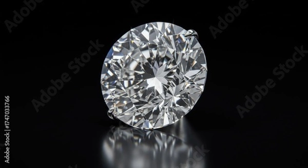 Fototapeta "Exploring the Beauty of a Round Cut Diamond – A Detailed View of Its Sparkling Facets, Dazzling Light Performance, and the Craftsmanship Behind Its Iconic Brilliance!"
