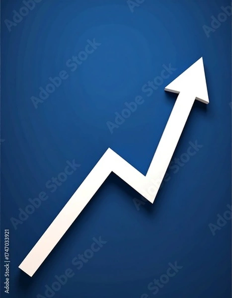 Fototapeta White upward-trending graph line on a deep blue background