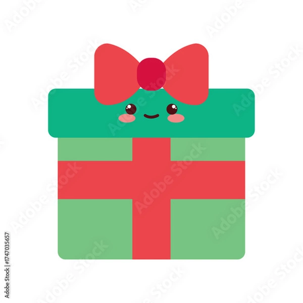 Obraz Cute Kawaii Christmas Gift Vector