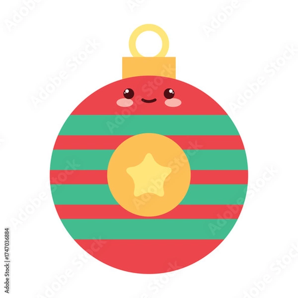 Obraz Cute Kawaii Christmas Bauble Vector