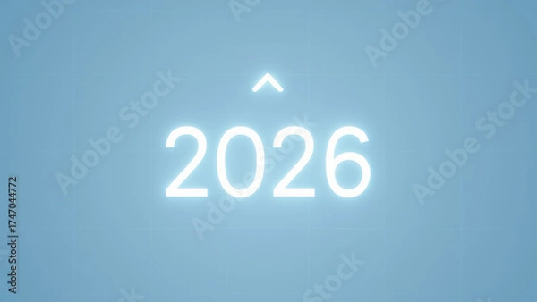 Fototapeta Business growth 2026 target goal achievement glowing numbers on blue background optimistic futuristic design inspiring success