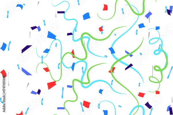 Fototapeta Colorful confetti and streamers isolated on transparent background for celebration