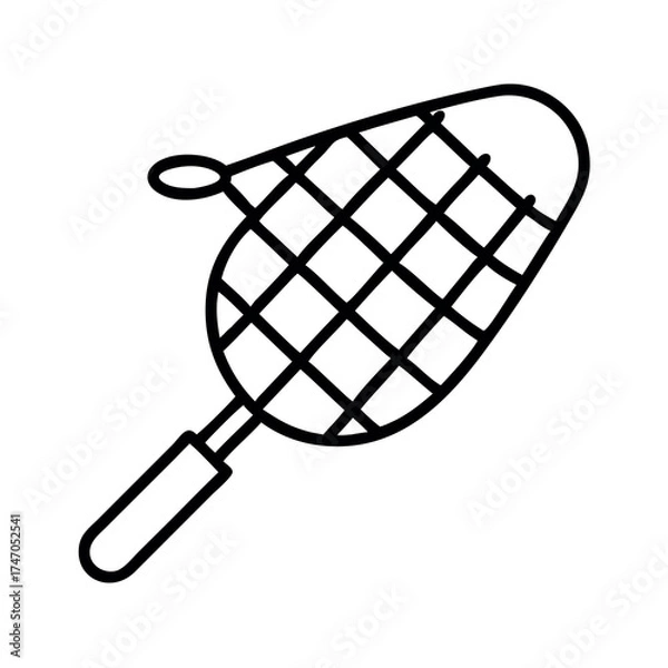 Fototapeta Simple outline drawing of a butterfly net on a white background