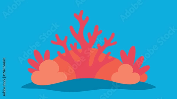Obraz Coral Reef Scene with Blue Water Background Keywords: coral, reef, underwater, ocean, sea
