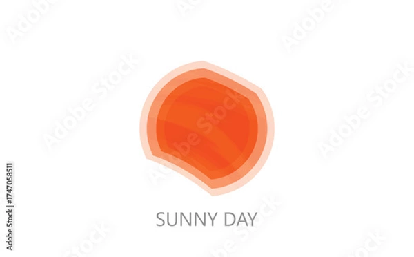 Fototapeta Sunny day, abstract sun, vector logo template, round orange shapes with company name on white background.