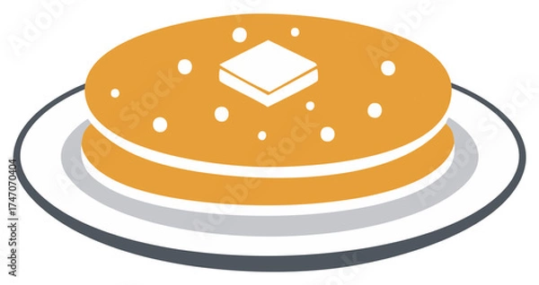 Obraz Stack of Fluffy Pancakes with Butter on Plate, Delicious Breakfast Food