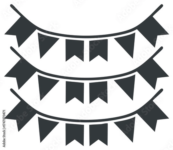 Obraz Festive party celebration bunting flags hanging in multiple rows design element icon