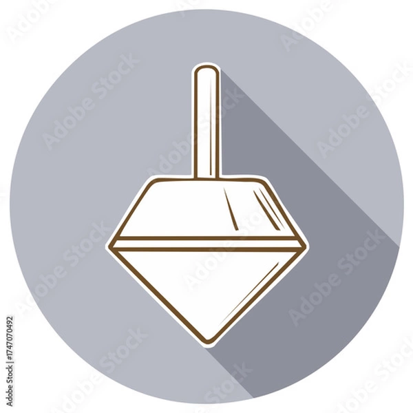 Obraz Modern flat design spinning top toy icon with long shadow on circular background