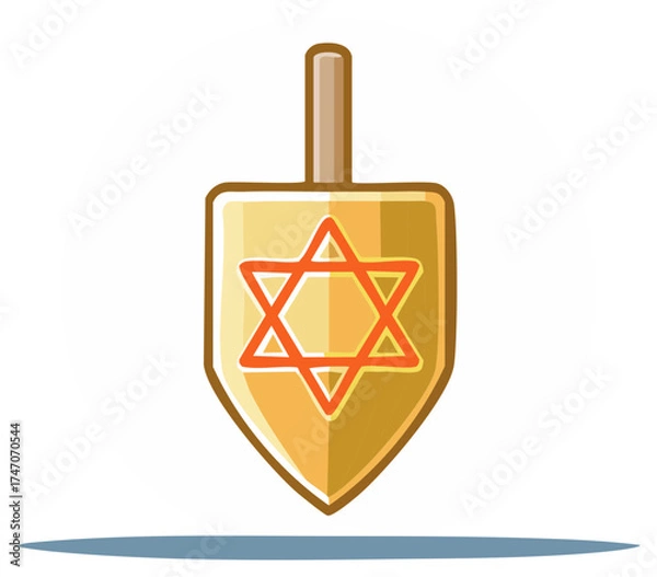 Obraz Golden Dreidel with Star of David Symbol Spinning
