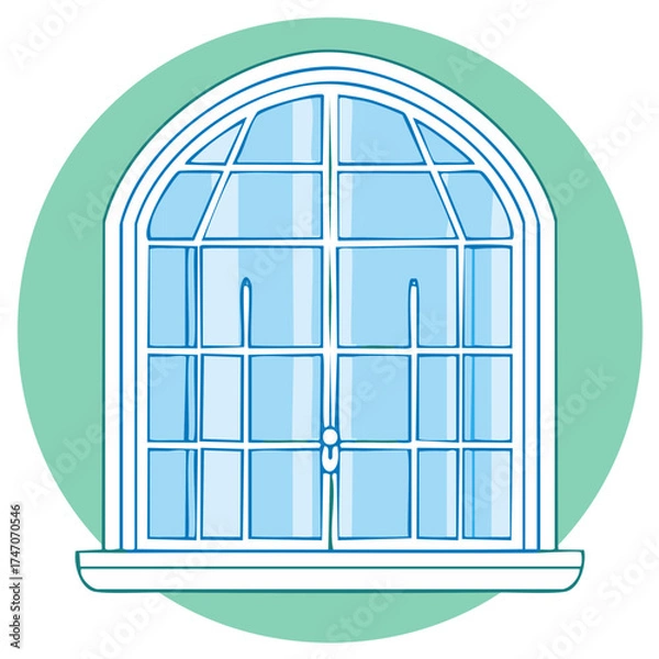 Obraz Hand Drawn Illustration of a Classic Arched Window